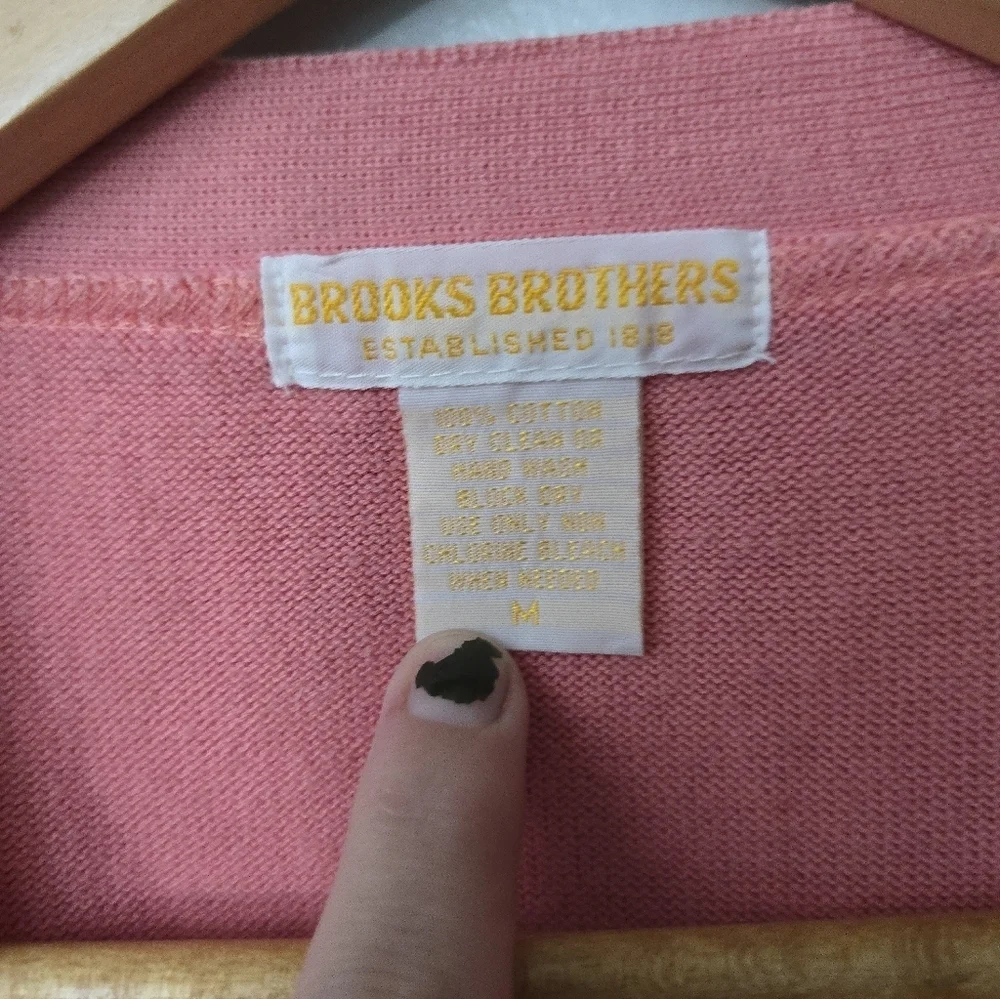 Brooks Brothers Cardigan Sweater Size M Starburst Pink Button Up V Neck